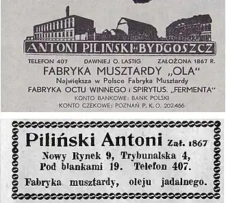 Advertising for Piliński products (1925-1934)