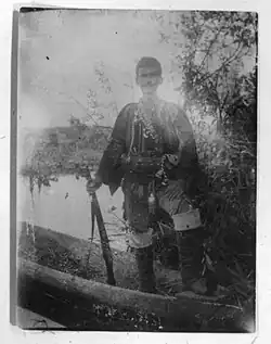 Bulgarian revolutionary Apostol Petkov at Giannitsa Lake c. 1906