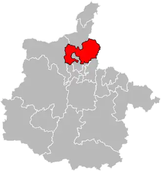 Situation of the canton of Bogny-sur-Meuse in the department of Ardennes