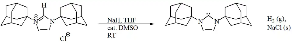 Preparation of N,N′-diadamantyl-imidazol-2-ylidene