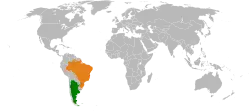 Map indicating locations of Argentina and Brazil