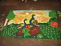 Rangoli(Kolam) of Peacock in Tamil Nadu