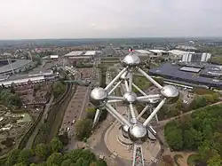 Panoramic view of the Heysel/Heizel with the Atomium in the foreground