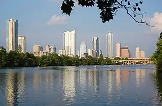 Image of Lady Bird Lake with Austin in the background