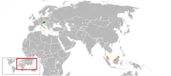 Map indicating locations of Austria and Malaysia
