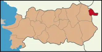 Map showing Buharkent District in Aydın Province