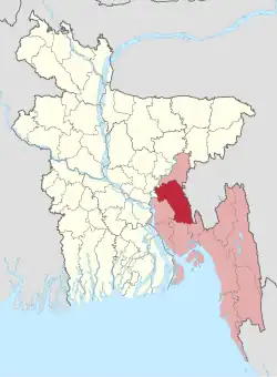Location of Comilla within Bangladesh