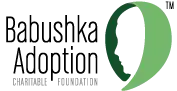 Babushka Adoption Charitable Foundation text alongside simplified image of a babushka