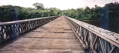 Bailey bridge over the Coppename river, Bitagron, Suriname