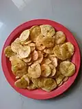 Ripe banana chips from India.