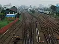 The railtracks of the station seen from the HOS Tjokroaminoto street