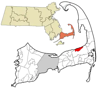Location in Barnstable County and the state of Massachusetts.