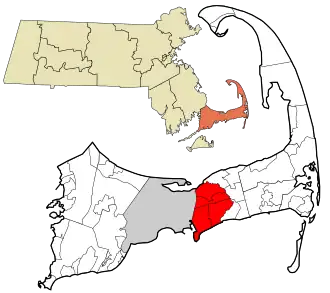 Location in Barnstable County and the state of Massachusetts.