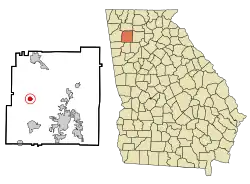 Location in Bartow County and the state of Georgia