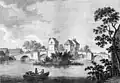 Bedford Bridge in 1783. This version of the bridge was replaced in 1813.