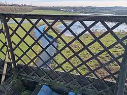 The latticework parapet where the viaduct crosses the River Erewash