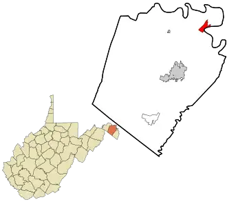 Location in Berkeley County and the state of West Virginia.
