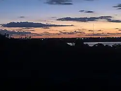 Lights of a nearby power plant visible from block G in the Louis René Barrera Indiangrass Wildlife Sanctuary