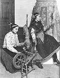 Women from Boldog when spinning, before 1930