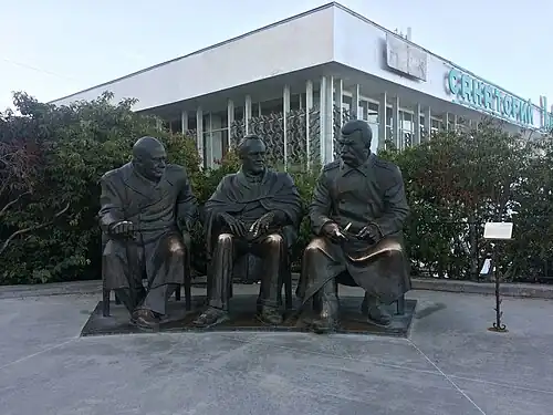 Monument to "Bolshaya troika" (The Great Three) unveiled in Livadiya, Russian-annexed Crimea, in 2015.