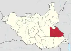 Location of Boma in South Sudan