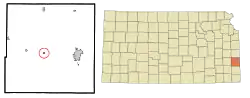 Location within Bourbon County and Kansas