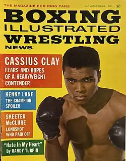 A 1962 cover of Boxing Illustrated/Wrestling News featuring Muhammad Ali