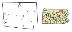 Location of Canton in Bradford County, Pennsylvania.