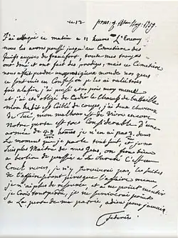 Frederick wrote a letter to his former tutor about the battle