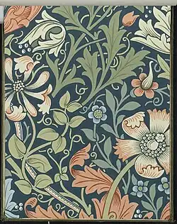 Wallpaper sample, Compton 323, by William Morris (c. 1917), Brooklyn Museum