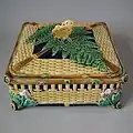 Butterfly box and cover, coloured glazes, c. 1860