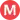 The icon for Brussels Metro. A white letter 'M' on top of a pink circle.