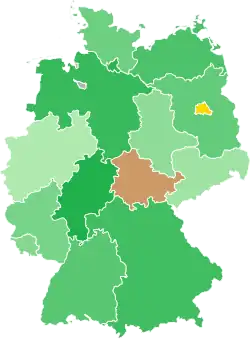 A coloured map of the states of Germany