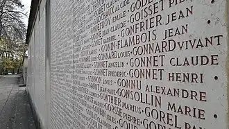 Cenotaph with the names of the 10,600 Lyonnais who died in the war.