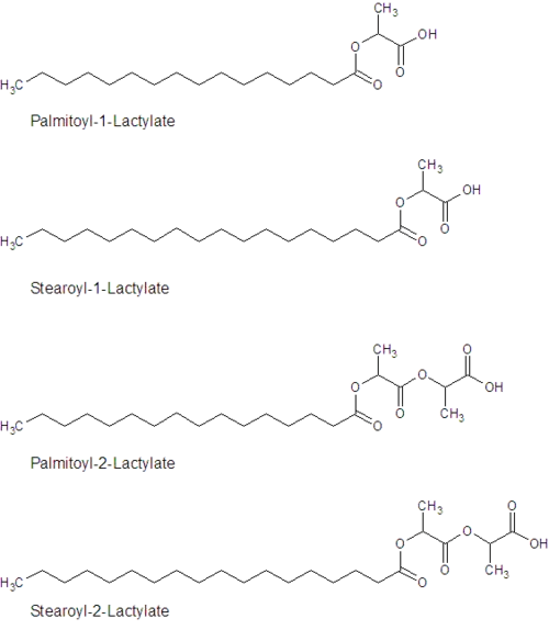 structure of a few of the chemical entities comprising commercial lactylates