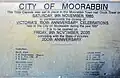 Plaque of City of Moorabbin