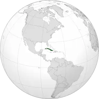 Cuba, shown in dark green