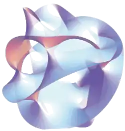 Visualization of a complex mathematical surface with many convolutions and self intersections.