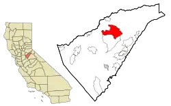 Location in Calaveras County and the state of California