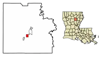 Location of Grayson in Caldwell Parish, Louisiana.