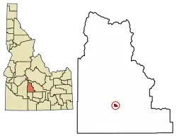 Location of Fairfield in Camas County, Idaho.