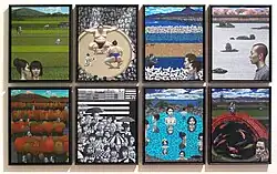 Eight-panel colour painting