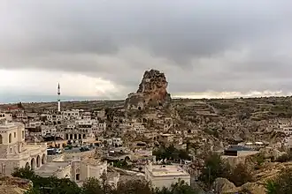 View of Sivrikaya castle in centre of Ortahisar