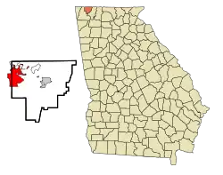 Location in Catoosa County and the state of Georgia