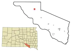 Location in Charles Mix County and the state of South Dakota
