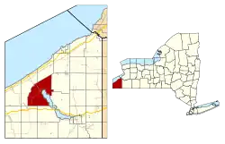 Location in Chautauqua County and New York state