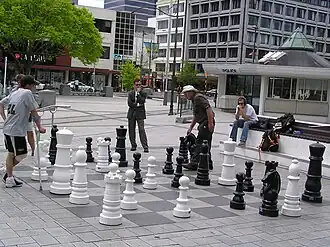 Giant chess in Cathedral Square, Christchurch, New Zealand, 2005