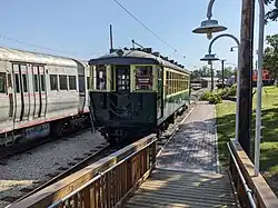 A preserved 1924 Chicago Transit Authority steel "L" car at the Fox River Trolley Museum.