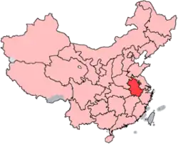 A map of China with Anhui province highlighted