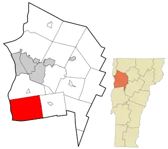 Location in Chittenden County and the state of Vermont.